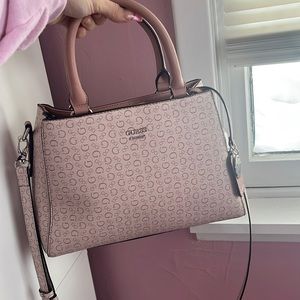 Pink Crème “Guess” Over the shoulder (strap removable) hand bag